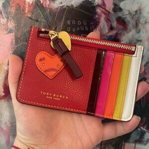 Perry Colorblock Leather Heart Patch Card Case